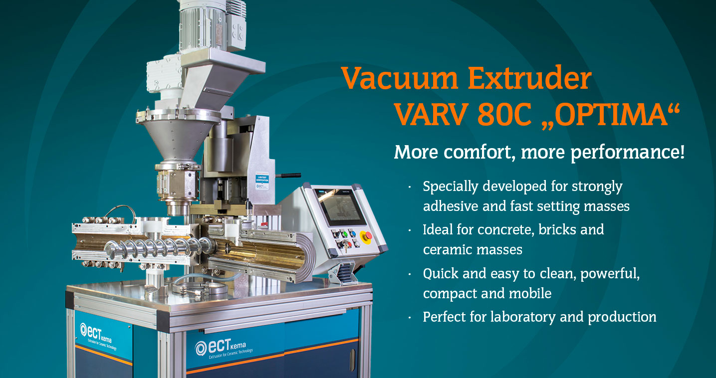 Vakuum-Extruder VARV 80C "OPTIMA" - Mehr Komfort, mehr Leistung! Speziell entwickelt für stark haftende und schnell abbindende Massen, ideal für Beton, Ziegel und keramische Massen, schnell und einfach zu reinigen, leistungsstark, kompakt u